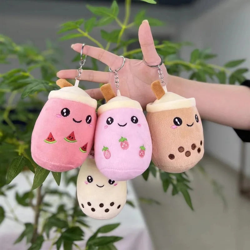 Cute Bubble Tea Plush – Soft Stuffed Milk Cup Pillow, Mini Simulation Plushie, Keychain Pendant Perfect Gift