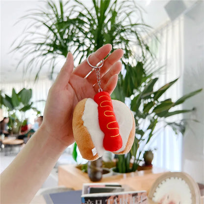 5-Piece Plush Keychain Set – Cute French Fries, Burger, and Drink Bag Charms, Car Accessories, and Gifts