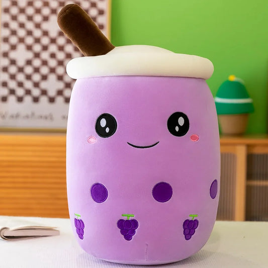 Large Boba Milk Tea Plush – Soft Squishy Drink Pillow, Cute Ice Cream & Fruit Plushies, Fun Gift and Room Decoration