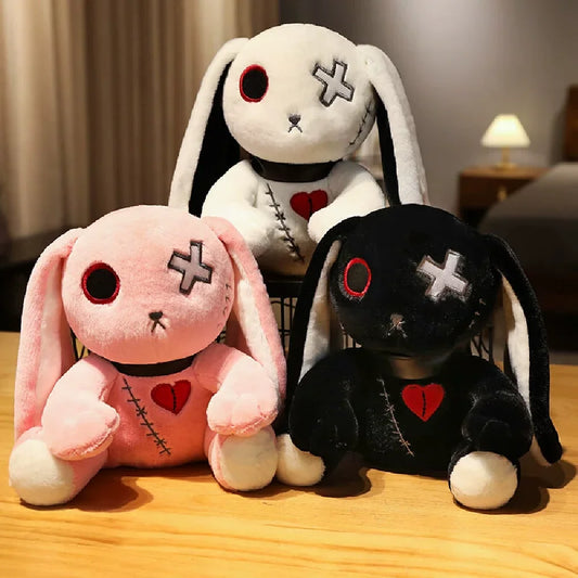 Spooky Gothic Bunny Plush – Cute Horror Rabbit Stuffed Animal – Perfect for Halloween and Collectors