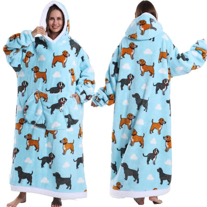 Wearable Dog Blanket Hoodie – Soft Oversized Fleece Pullover Sweatshirt, Extra Warm Winter Homewear