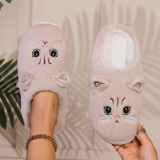 Cute Cartoon Cat Slippers – Ultra-Soft Lining, Plush Comfort, and Non-Slip TPR Sole