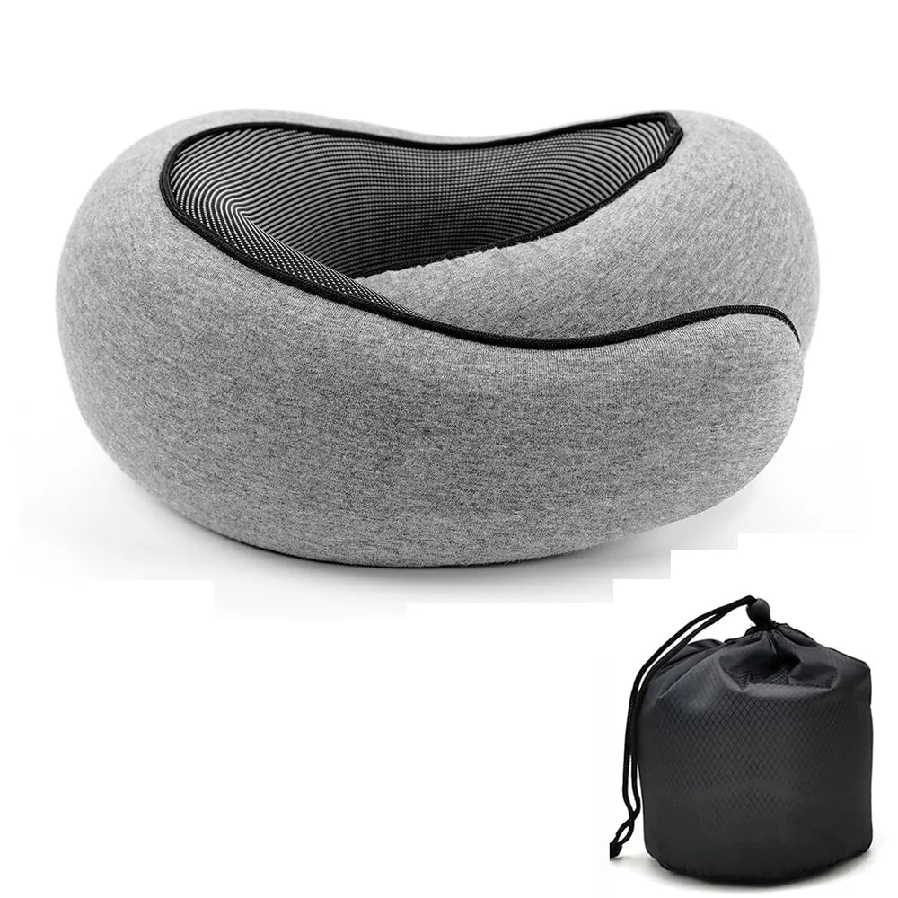 Memory Foam Travel Neck Pillow – U-Shaped Snail Design, Adjustable and Portable Neck Support for Sleep and Travel