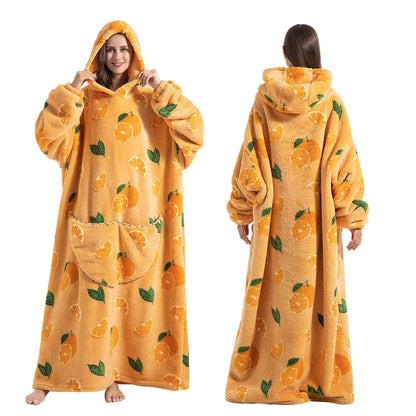 Oversized Blanket Hoodie – Plus Size Fleece Sweatshirt, Extra Long and Thick Warm Pullover for Winter