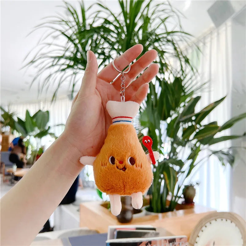 5-Piece Plush Keychain Set – Cute French Fries, Burger, and Drink Bag Charms, Car Accessories, and Gifts