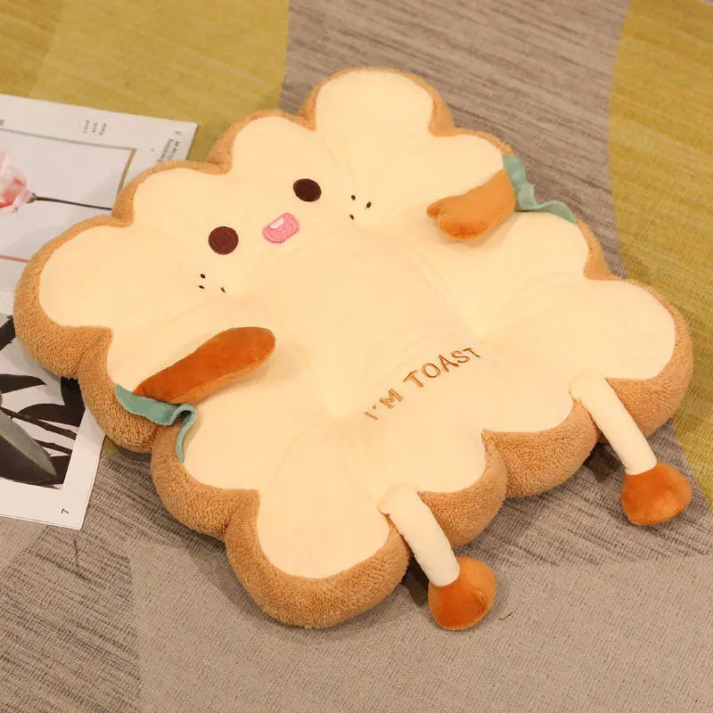 Super Cute Toast Plush Cushion – Soft Non-Slip Pillow for Chair, Sofa, or Bed, Perfect for Birthday and Festive Gifts