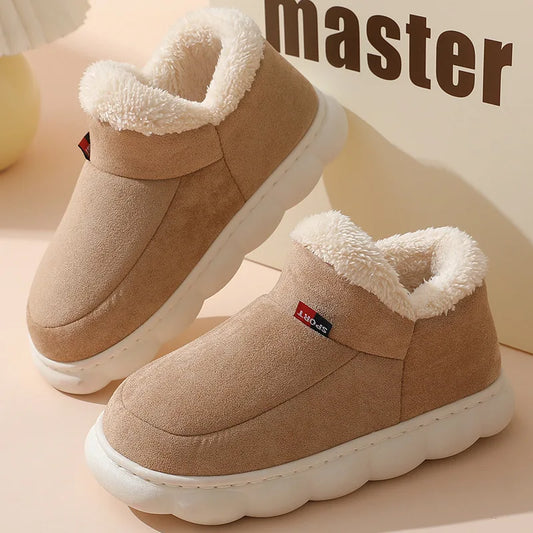 Shevalues Cozy Khaki Slippers – Soft Cotton Plush House Boots, Perfect for Indoor Comfort and Relaxing Moments